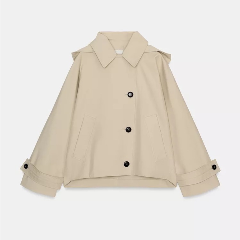 SHORT WATER REPELLENT TRENCH COAT ZW COLLECTION Light Beige Cropped Trench